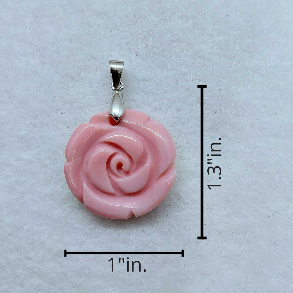 🐚 S925 Queen Conch "Carved" Rose Pendants - Picture 2 of 4
